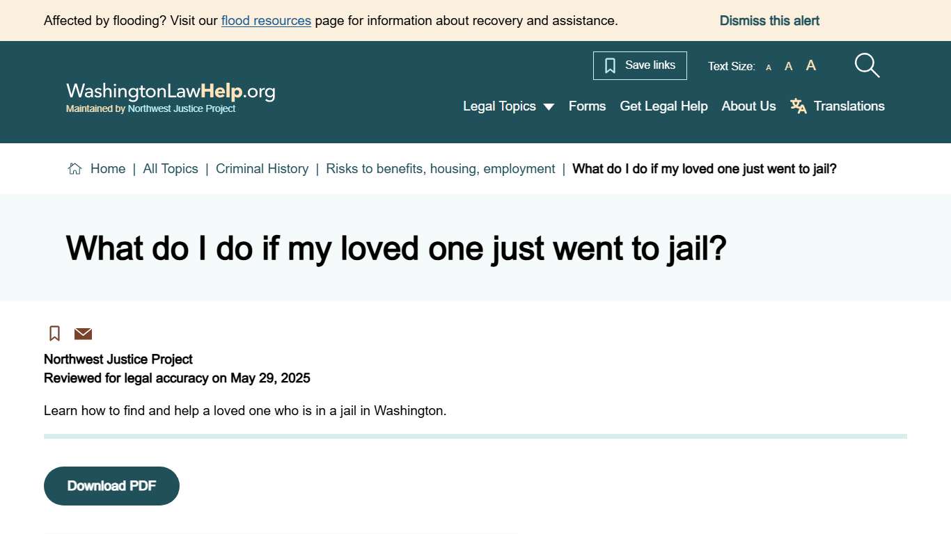 What do I do if my loved one just went to jail? Washington Law Help