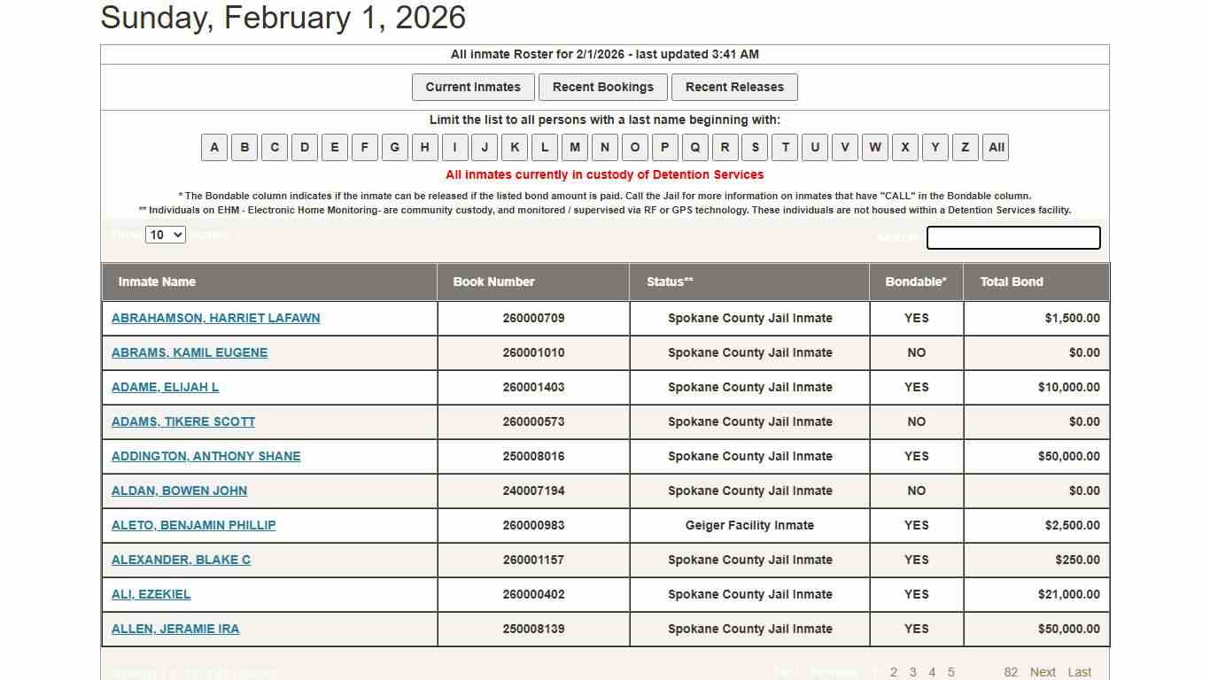 Detention Services - Inmate Roster